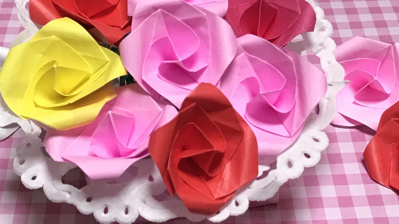 無料印刷可能折り紙 花 立体 バラ 折り方 最高の花の画像