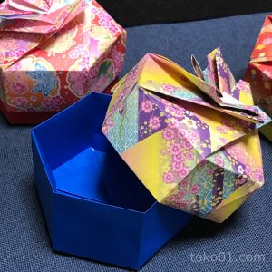 折り紙で作る可愛いキャンディボックス ふたつき六角形の箱 5人の